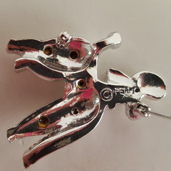 Vintage PELL Signed French Poodle Figural Rhinestone Brooch Pin - Picture 9 of 13